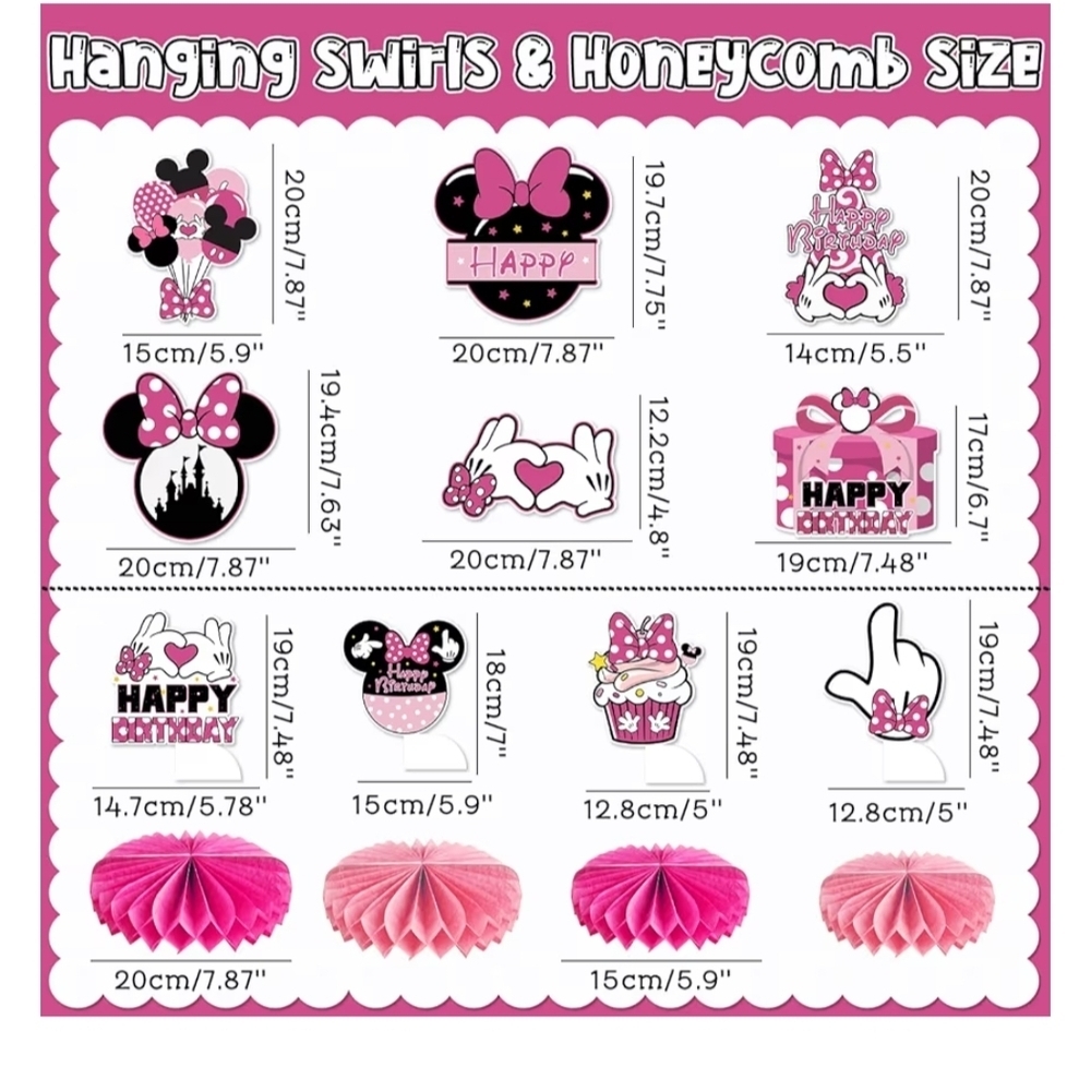 47-pcs Mouse Pink Birthday Party Decorations. - Picture 4 of 13